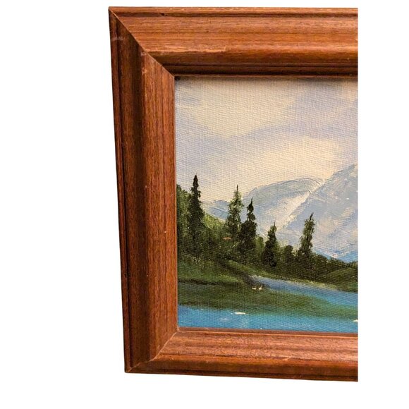 Original Mountain Landscape Painting In Wood Frame 6.75" x 8.75" Signed By Artis - Picture 2 of 12